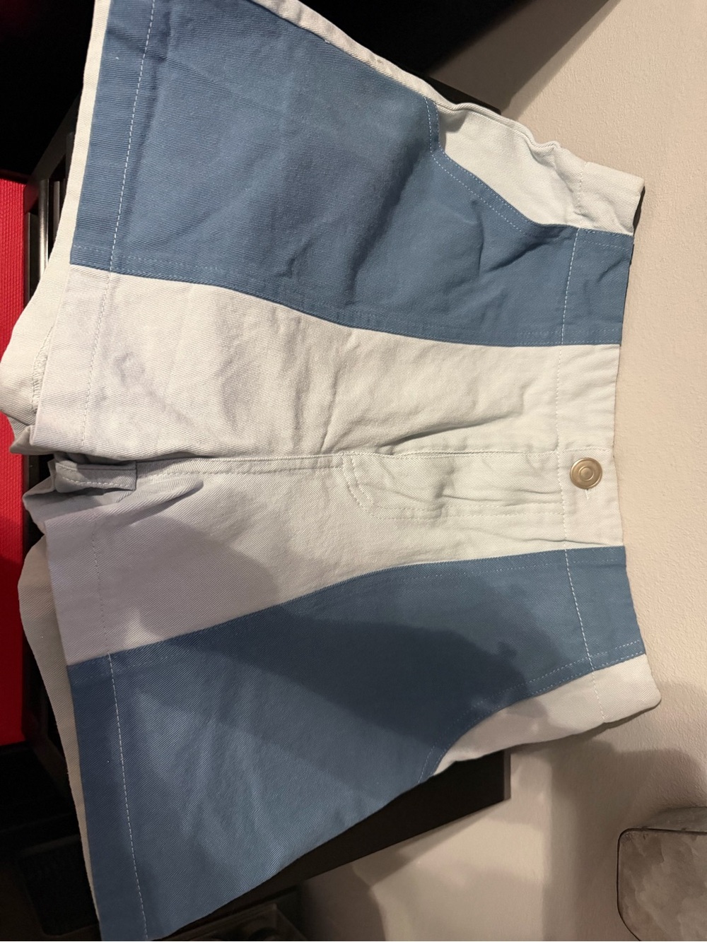 Very J Blue & White Color Block Shorts – Size Medium